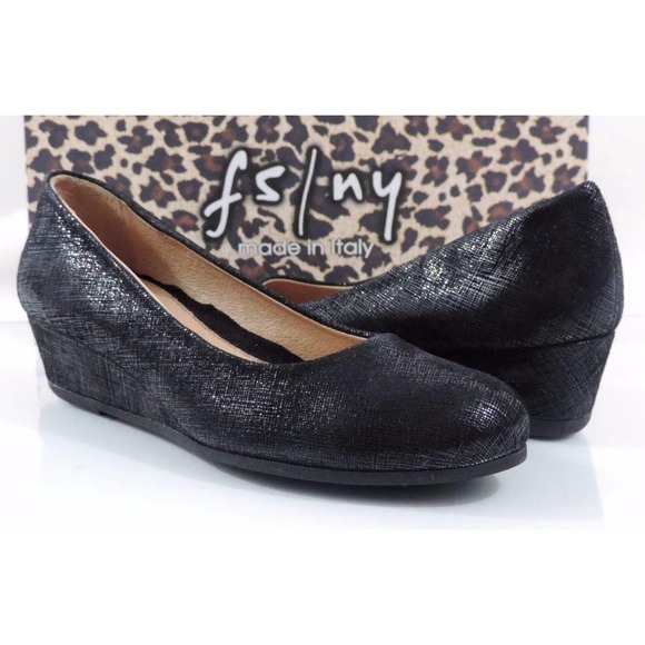 French Sole FS/NY Gumdrop Wedge Pump Leather Black Size 5.5 Made in Italy - Picture 2 of 10